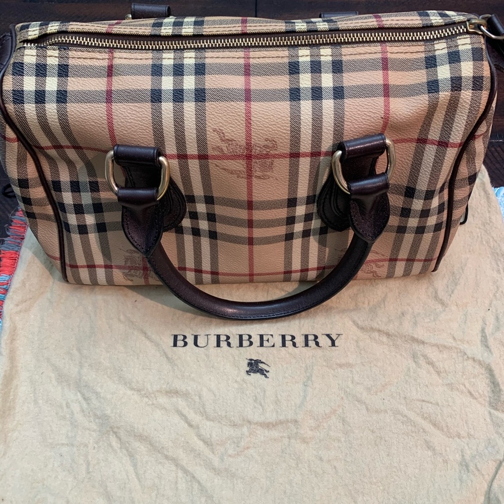 Burberry Boston Bag Leather Horse Ferry Check